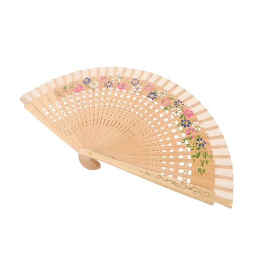 Gadpiparty Faltbarer Vintage Spanischer Handfächer aus Holz mit Doppelter Blumenmalerei Leicht und Robust Eleganter Fächer für Damen zu Hochzeit Tanz Festival und Freizeitgebrauch von Gadpiparty