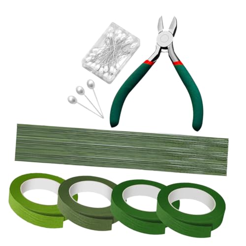 Gadpiparty Floristik Werkzeugset Grüne Floraldraht und Kreppband Flexibel Robust für Blumenarrangements Hochzeit Brautstrauß Zubehör Handwerk von Gadpiparty