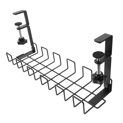 Gadpiparty Kabelmanagement-Rack unter dem Tisch Netz Behälter extra Gitter Anstieg Haken Kabelhalterung Kabel verstecken unter dem Schreibtischkorb Stauraum unter dem Schreibtisch Eisen Black von Gadpiparty