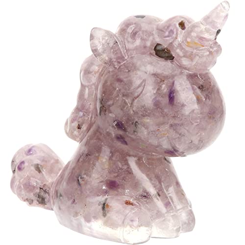 Gadpiparty Kristall Einhorn Schreibtischaufsatz Dekoration Für Zu Hause Wohnkultur Cupcake-Topper Kristallfiguren Chakra-Stein Natürlicher Kristallstein Pferdefigur Violett Empfindlich von Gadpiparty