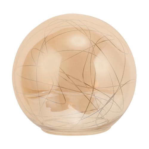 Lampenschirm Glas Rund Bernsteinfarben Mit Silbernem Aluminiumdraht Für Pendelleuchte, Wandleuchte, Kronleuchter, Durchmesser 150 Mm, Öffnung 65–70 Mm von Gadpiparty