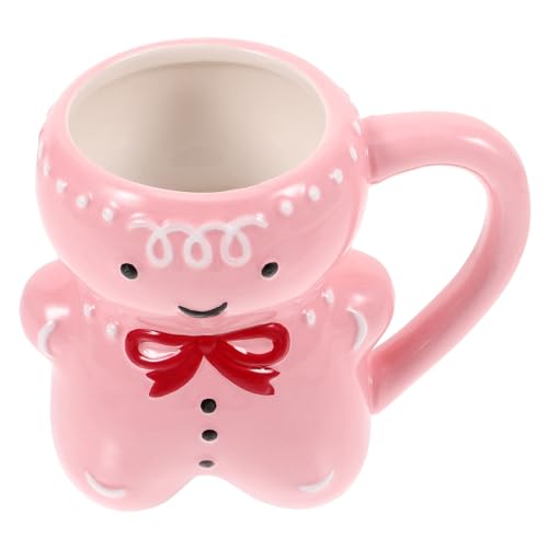 Gadpiparty Lebkuchenmann-Tasse Keramiktasse Weihnachtskaffeetasse Weihnachtstassen Lustige Rosa von Gadpiparty