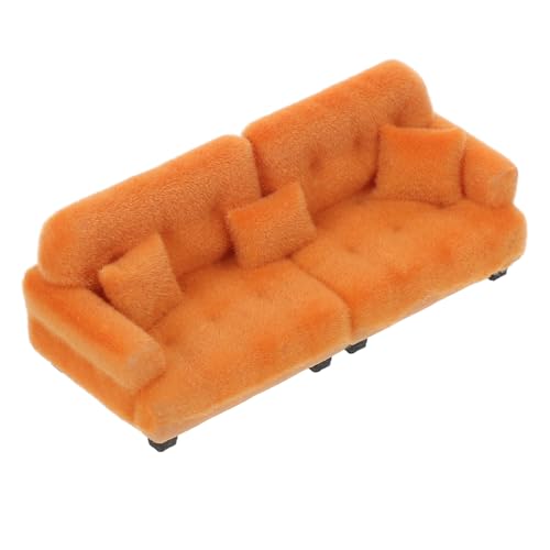 Gadpiparty Maßstab Flock-mikro-Sofa mit Kissen Braunes Wohnzimmer-möbel für Miniatur-Szene Realistisch Gestaltetes Tragbares Mini-möbelstück für Puppenhaus-Dekoration von Gadpiparty