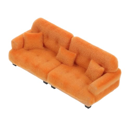 Gadpiparty Maßstab mit Kissen Flockiertes Mini Möbelstück für Puppenhaus Wohnzimmer Dekoration Realistisches Detailreiches Mini Couch Modell Braun von Gadpiparty