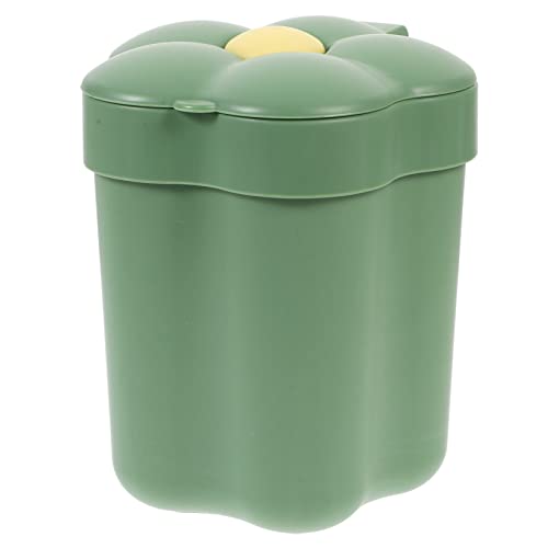 Gadpiparty Mini Abfalleimer mit Deckel Süßer Dekorativer Mülleimer für Büro und Zuhause Praktischer Tischmülleimer aus Robustem für Papierabfälle und Küchenreste Grün von Gadpiparty