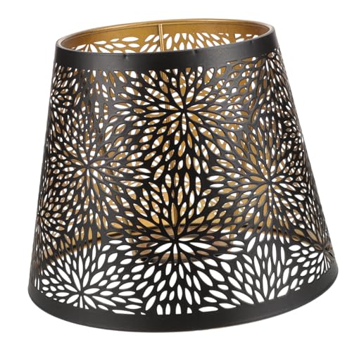 Gadpiparty Moderner Metall Lampenschirm mit Fassung Hohles Mesh Design Stabile Decken Hängelampe Abdeckung Schwarzer Lampenschirm mit Goldmuster für Wohnzimmer und Schlafzimmer von Gadpiparty