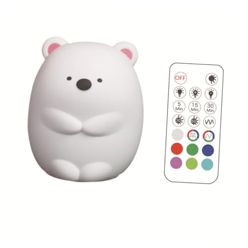 Gadpiparty Silikon Nachtlicht Bär Led Lampe Farbwechselnde Pat Nachtlampe Für Kinderzimmer Energiesparend Für Babyzimmer Und Dekoration Mit Fernbedienung von Gadpiparty