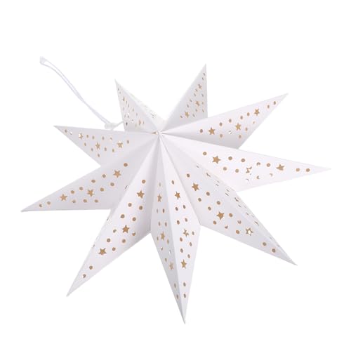 Gadpiparty Punkt Papierfalt-lampenschirm Weißer Origami Stern mit Led-lichterkette Hohlraum Weihnachtsstern Laterne für Party Wohnraumdekoration Einfache Aufhängung Festliche Beleuchtung von Gadpiparty