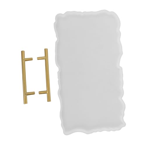 Gadpiparty Rechteckige Harz Tablett Silikonform mit Metallgriffen Unregelmäßige Epoxidharz Gießform für Diy Serviertablett Schmuckhalter Wohnkultur und Einfach zu Entformen von Gadpiparty