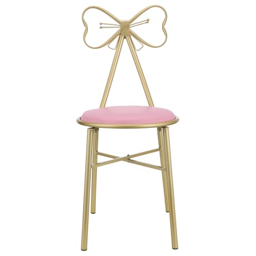 Gadpiparty Schminkstuhl mit Abnehmbarer Rückenlehne und Schleifen Design Eleganter Hocker für Wohnzimmer und Schlafzimmer Komfortabler und Stabiler Vanity Stuhl für Makeup und Maniküre von Gadpiparty