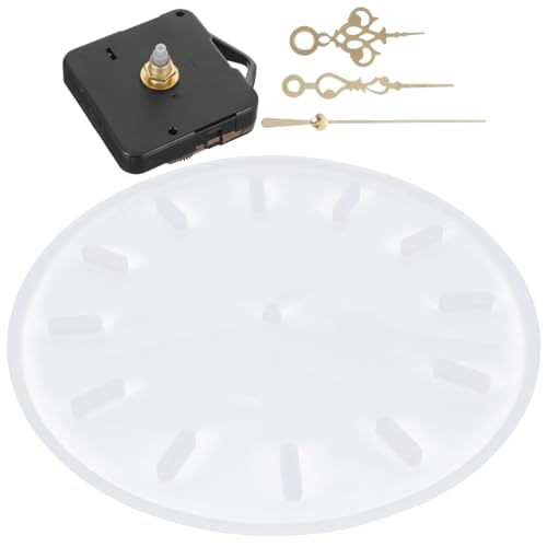 Gadpiparty Silikonform für DIY Epoxidharz Uhrwerk Runde Flexible Uhrplattenform mit Langlebigen Reißfesten Eigenschaften und Modischen Goldfarbenen Zeigern für Kreative Bastelprojekte von Gadpiparty