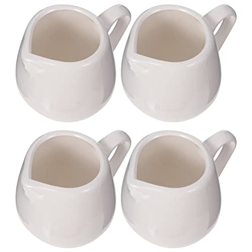 Gadpiparty 4 Stück Saucenlöffel Gewürzbecher Dampfende Tasse Tee Tassen Behälter Mit Deckel Krug Für Becherspender Schäumende Tasse Milch Creamer Krug Glas Keramik Fräulein Milchspender Weiß von Gadpiparty