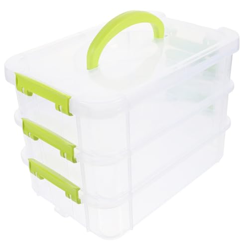 Gadpiparty Transparente Stufige Aufbewahrungsbox mit Tragegriff Stapelbar Aufbewahrungssystem für Schüler Büro Praktischer und Mobiler Organizer Kleine Grüne von Gadpiparty
