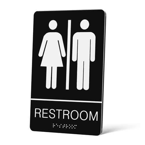 Gadpiparty Unisex Toilettenschild Acryl Selbstklebend mit Braille Genderneutral Warnschild für und Private Waschräume von Gadpiparty