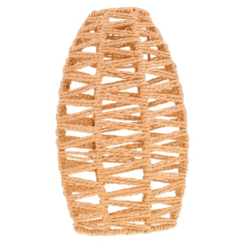 Gadpiparty Wunderschöner Runder Lampenschirm aus Papier rattan Rustikal Geflochtene Lampenabdeckung für Tischlampe Dekorative DIY lampe im Retro stil Warmes Licht für Schlafzimmer und von Gadpiparty