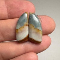 Polychromes Jaspis Cabochon Paar Passend von GadsdenGem