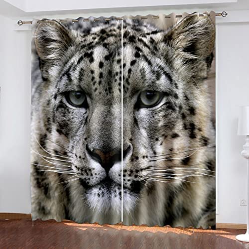 Blickdicht Ösen Gardinen Tierischer Leopard Vorhang Blickdicht, Schlaufen Verdunkelungsgardinen,Kälte- Und Wärmeisolierung.Mit Für Hotelbüro Wohnzimmer Schlafzimmer 2Er Set 150(B) X166(H) cm von Gadulu