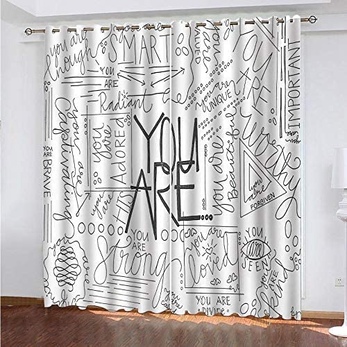 Vorhang Blickdicht Schwarze Und Weiße Einfache Zeichen Verdunkelungsvorhänge Mit Ösen 100% Polyester Isolierend Wärmeschutz Geräuschreduzierung Gardinen Für Wohnzimmer Schlafzimmer Dekoration 150(B)X von Gadulu