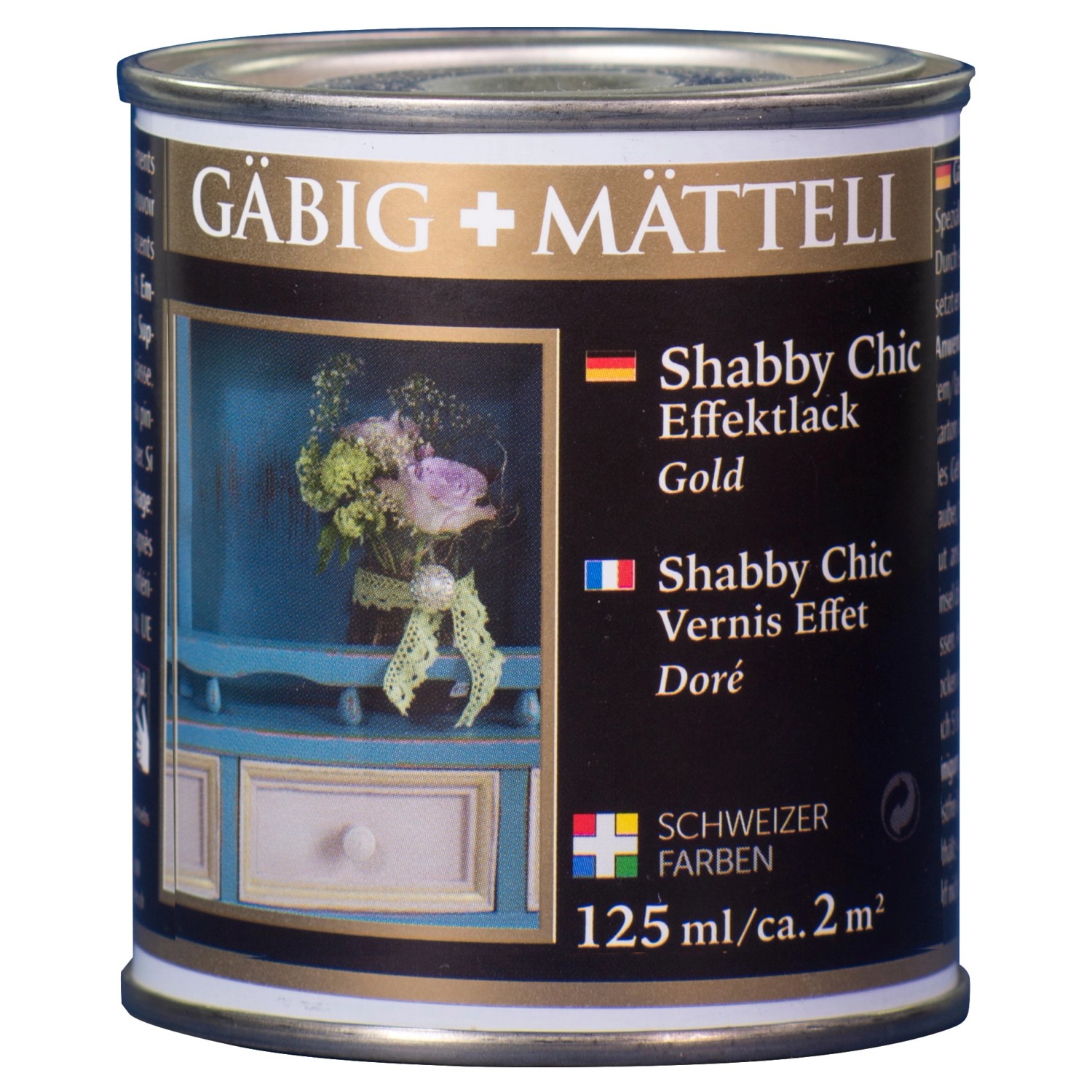 Gäbig+Mätteli Shabby Chic Effektlack Gold glänzend 125 ml von Gäbig+Mätteli