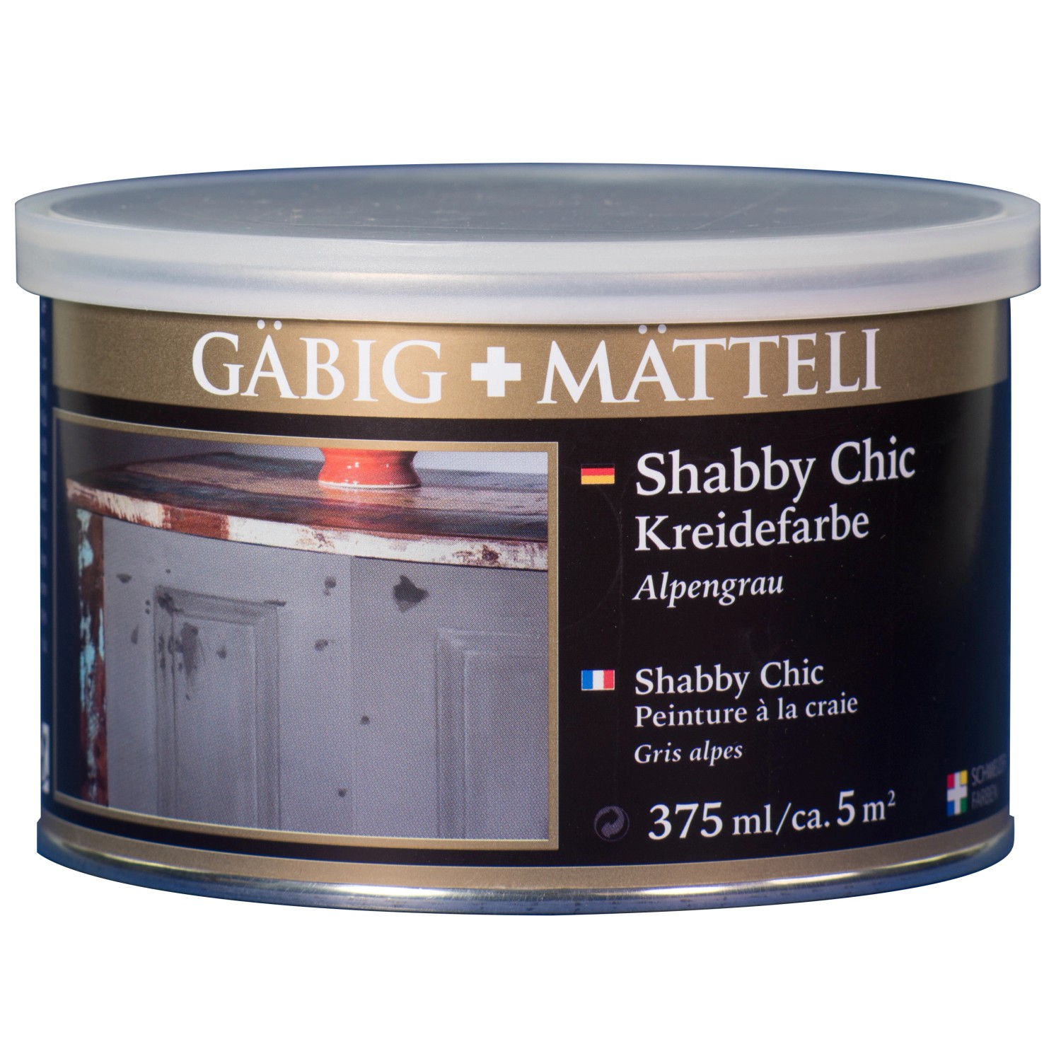 Gäbig+Mätteli Shabby Chic Kreidefarbe Alpengrau matt 375 ml von Gäbig+Mätteli