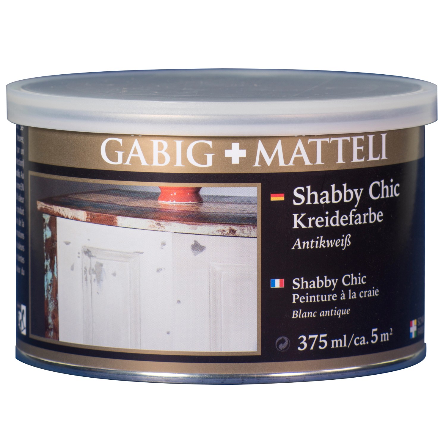Gäbig+Mätteli Shabby Chic Kreidefarbe Antikweiß matt 375 ml von Gäbig+Mätteli