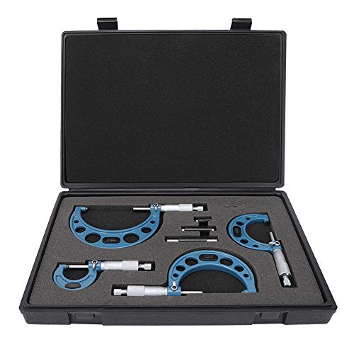 4Pcs Außenmikrometer-Set, 0-100 Mm Metrischer Mikrometer 0,01 Mm Hohe Präzision mit Aufbewahrungsbox, zur Präzisionsmessung von Länge, Durchmesser und Dicke von Gaeirt