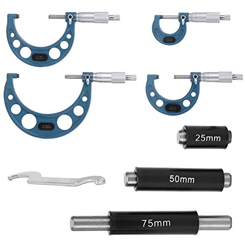 4Pcs Außenmikrometer-Set mikrometer 0-100 Mm Metrischer Mikrometer 0,01 Mm Hohe Präzision mit Aufbewahrungsbox, zur Präzisionsmessung von Länge, Durchmesser und Bügelmessschrauben von Gaeirt