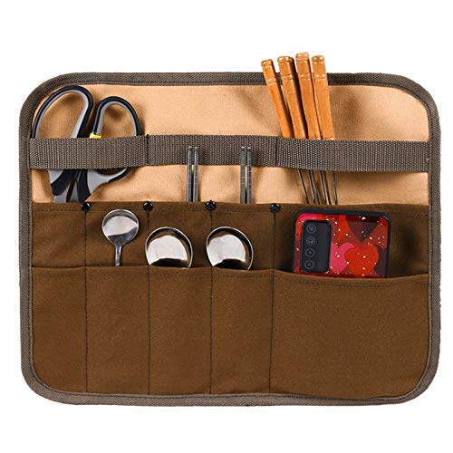 Geschirr-Aufbewahrungstasche, Hängende Leinwand-Geschirr-Aufbewahrungstasche, Tragbare Multi-Pocket-Picknick-Barbecue Geschirr-Aufbewahrungstasche, für Camping/Barbecue/Picknick/Strand von Gaeirt