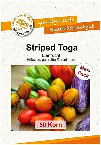 Gemüsesamen Striped Toga Eierfrucht Zier-Aubergine 50 Korn von Gärtner's erste Wahl! bobby-seeds.com