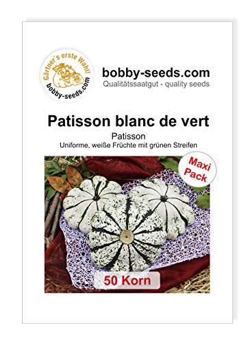 Patisson vert-blanc Kürbissamen von Bobby-Seeds, 50 Korn von Gärtner's erste Wahl! bobby-seeds.com