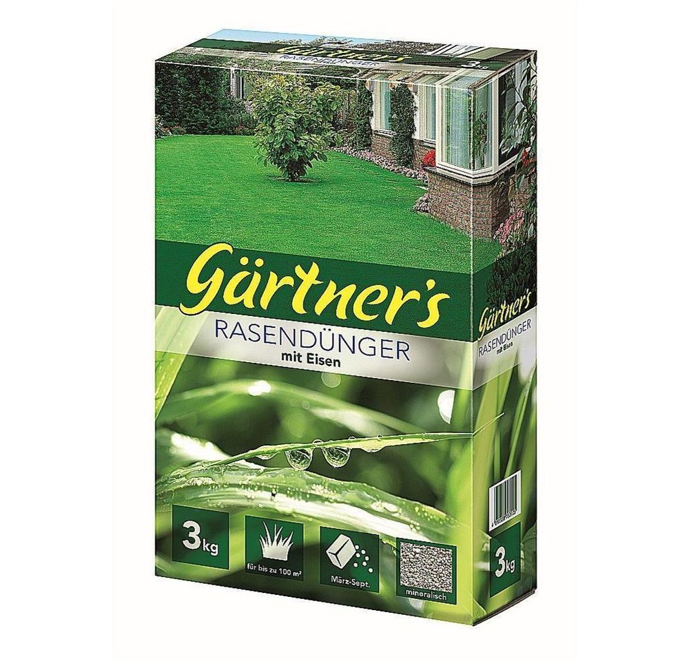 Gärtner's Rasendünger mit Eisen Eisensulfat 3 kg für 100 qm von Gärtner's