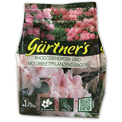 Gärtner´s Rhododendron- und Moorbeetpflanzendünger NPK 8+3+5 (+2) Eriken Hortensien Azaleen Fuchsien-Dünger, 1,75 kg von Gärtners