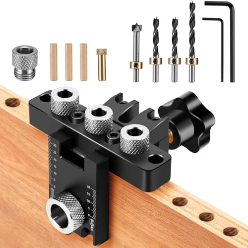 Gaethra 3-in-1 Bohrschablone Möbelbau, Verstellbare Holzdübel Bohrschablone mit Positionierungsclip, für 8/10/15 mm Dübellöcher, Pocket Hole Jig für präzise Tischlerarbeiten Gaethra 3-in-1 Bohrschablone Möbelbau, Verstellbare Holzdübel Bohrschablone mit Positionierungsclip, für 8/10/15 mm Dübellöcher, Pocket Hole Jig für präzise Tischlerarbeiten von Gaethra