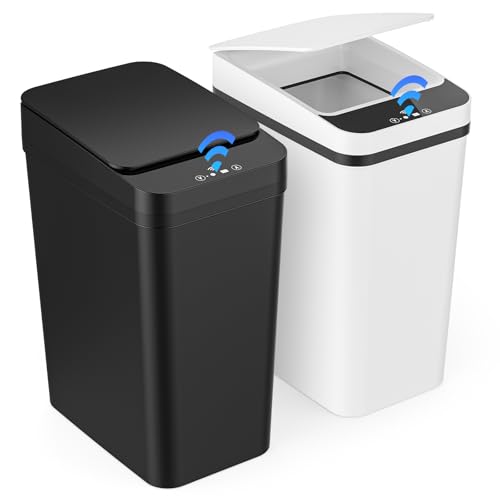 Gaethra Automatischer Mülleimer mit Sensor, 12L, 2er-Set, 3 Öffnungsmodi, Berührungslos, 23x16x32cm von Gaethra