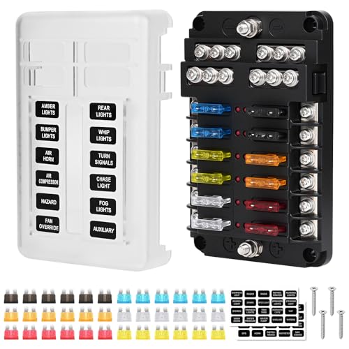 Gaethra Sicherungshalter 12 Volt, 12 Fach KFZ Sicherungshalter, 12V Sicherungskasten mit 36pcs Flachsicherungen, ATC/ATO Sicherungskasten mit Positiven Negativen für Auto Boot SUV Gaethra Sicherungshalter 12 Volt, 12 Fach KFZ Sicherungshalter, 12V Sicherungskasten mit 36pcs Flachsicherungen, ATC/ATO Sicherungskasten mit Positiven Negativen für Auto Boot SUV von Gaethra