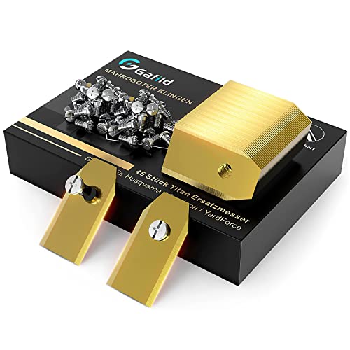 Gafild 45x Titan Messer Klingen, Mähroboter Ersatzmesser Verbesserte Schrauben für alle Automower, Yardforce Mähroboter, Mähroboter Zubehör mit Schrauben Passend (Gold-45x) von Gafild