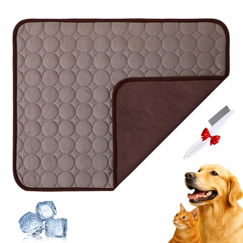 Gafutozm Pfotenfrost Matte für Katzen Hund, 3-Schicht-System Selbstkühlende Kühlmatte Haustier Waschbar für Zuhause, Auto, Garten Oder Unterwegs (Braun, XXL(150 * 100cm)) von Gafutozm