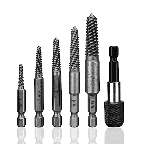 Schraubenausdreher, JANDH 6 Stück Screw Extractor Set, Schrauben Ausdrehwerkzeug, mit Magnetischem Bithalter, zum Entfernen Beschädigter Schrauben, Geeignet für die Holzbearbeitung von JANDH