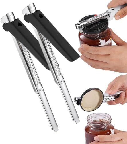 2025 Neuer Müheloser Arthritis Glasöffner, Einstellbarer Dosenöffner, Flaschenöffner für Senioren, leicht zu öffnender Deckelöffner,Arthritis Glasdeckelöffner aus Edelstahl (Black-2PCS) von Gahwa