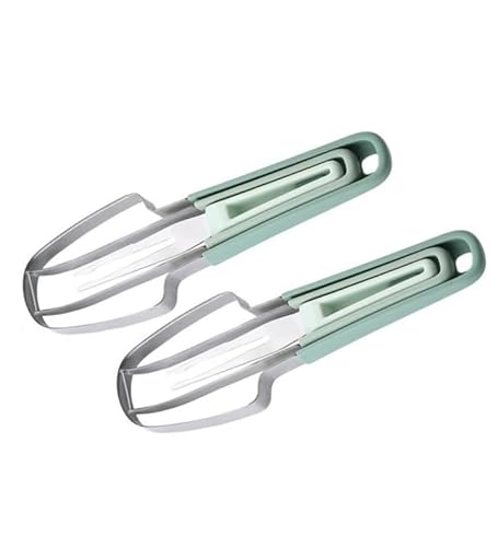 3 in 1 Wassermelonenschneider, 2025 New Edelstahl Wassermelonen Eis am Stielschneider, Wassermelonen Gabelschneider, Melonenschneider, Wassermelonenmesser, Obstschneider (Green-2PCS) von Gahwa