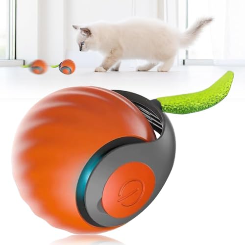 Gahwa Speedy Tail 2.0 New, Interaktives Katzenspielzeug Ball Elektrisch Interaktiver Spielball für Katzen Katzenspielzeug Selbstbeschäftigung Katzenball mit 2 Ersatzschwanz (Orange) von Gahwa