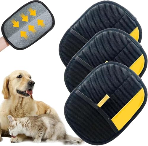 Gahwa Tierhaarentferner Handschuh, Fell Magnet-Handschuh, Wiederverwendbarer Haarentferner Für Katzen Und Hunde (3-Pack) von Gahwa