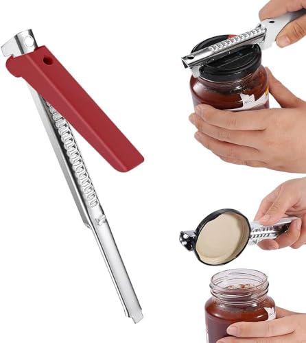 Müheloser Arthritis Glasöffner, Neuer Einstellbarer Dosenöffner, Flaschenöffner für Senioren, leicht zu öffnender Deckelöffner,Arthritis Glasdeckelöffner aus Edelstahl (Red) von Gahwa