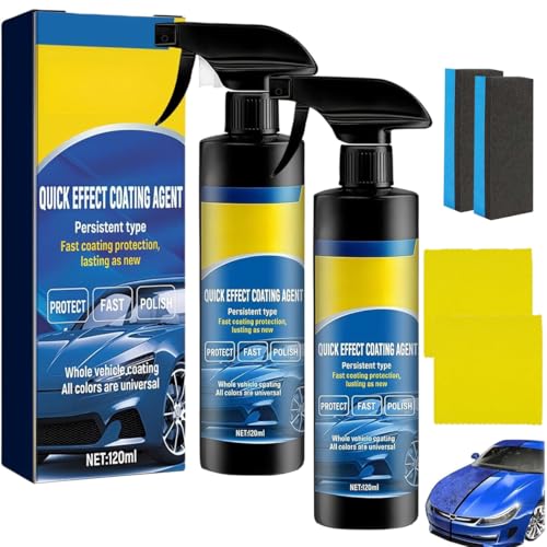 Schnellwirkendes Nano-Beschichtungsspray,Quick Effect Coating Agent for Car,Das hocheffiziente Keramik-Beschichtungs Spray Coating Agent 3 in 1 Hochschutz-Auto-Beschichtungsspray (2-PACK) von Gahwa