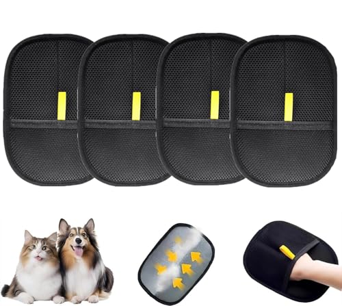 Tierhaarentfernungshandschuh für Katzen & Hunde, 2025 Upgrade Effiziente Pflegehandschuhe Katzenhaarentferner Handschuh, Pet Hair Remover Glove für Hund und Katze (4-PCS) von Gahwa