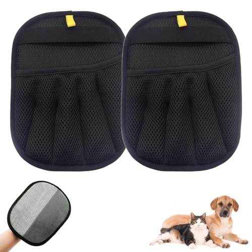 Tierhaarentfernungshandschuh für Katzen & Hunde, Upgrade Pet Hair Remover Gloves, Fellpflege Handschuhe Fell Magnet handschuh, Wiederverwendbarer Haarentferner Für Katzen Und Hunde (2PCS) von Gahwa