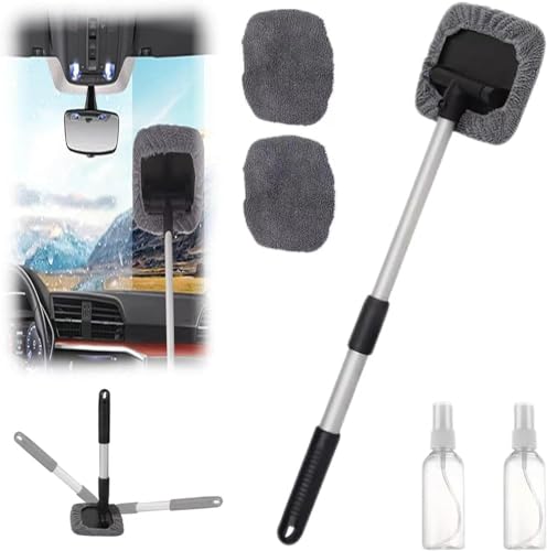 Gahwa 2024 NEW magnetischer Windschutzscheiben-Fensterreiniger, erweiterbarer Auto-Fensterreiniger mit wiederverwendbaren Mikrofaser-Pads (1PCS) von Gahwa