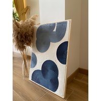 Handgemachte Blaue Boho Gips Wandkunst, Mid Century Strukturierte Kunst-Leinwand, Malerei, Wabi Sabi Wal Kunst von GaiaBohoTexturedArt