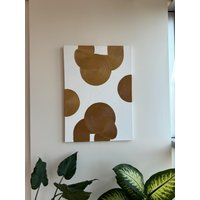 Handgemachte Moderne Strukturierte Wandkunst Senf Kreismuster 3D Abstrakte Gips Leinwand Boho Minimalist Wanddekor Für Schlafzimmer Oder Wohnzimmer von GaiaBohoTexturedArt