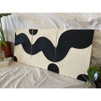 Schwarze Texturierte Wandkunst, Gipswandkunst, Kunstleinwand, Malerei, Boho Wohndekor, Boho-Wand-Dekor, Leinwand-Wandkunst von GaiaBohoTexturedArt